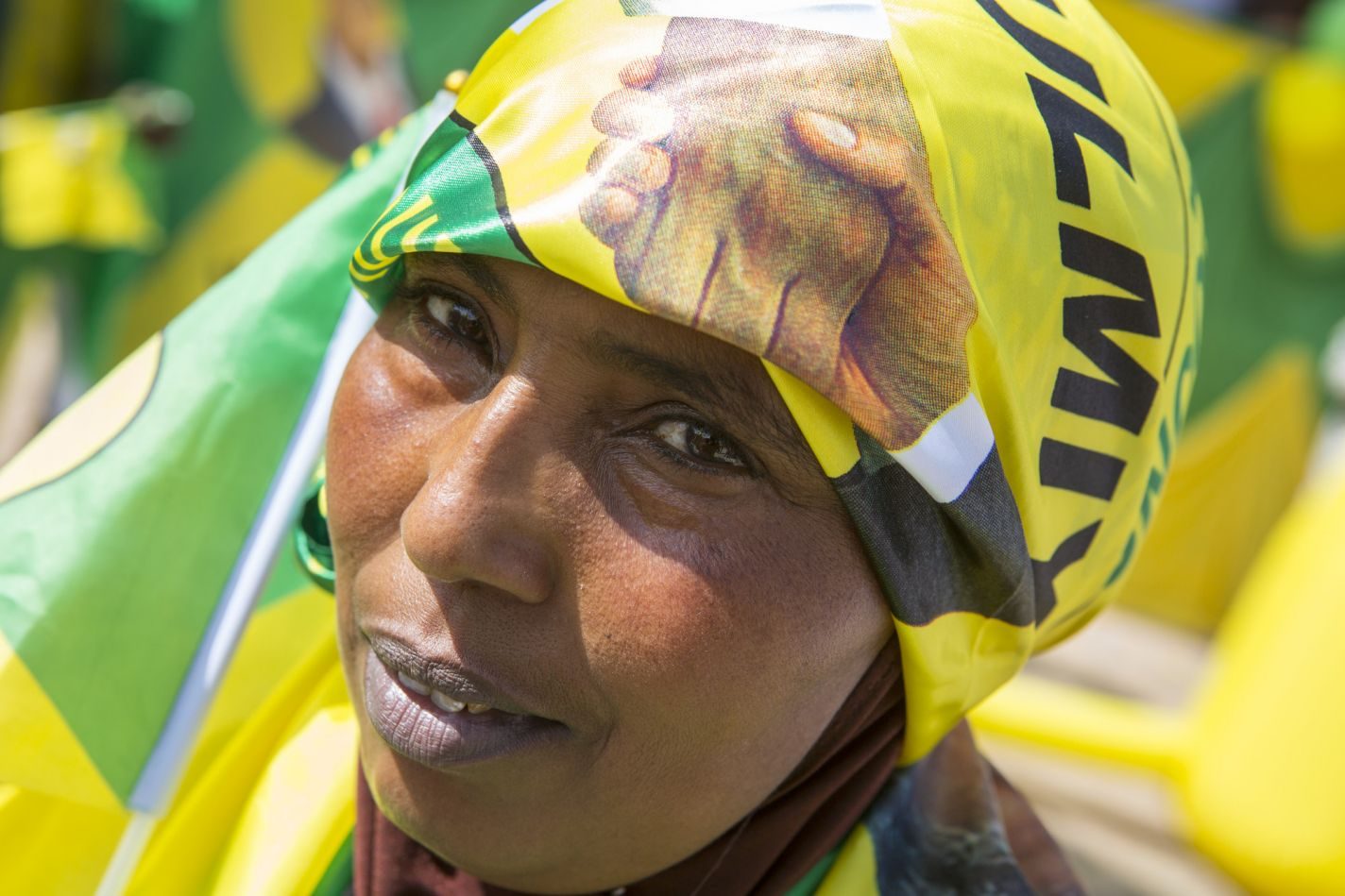 A supporter at a political rally in Somaliland